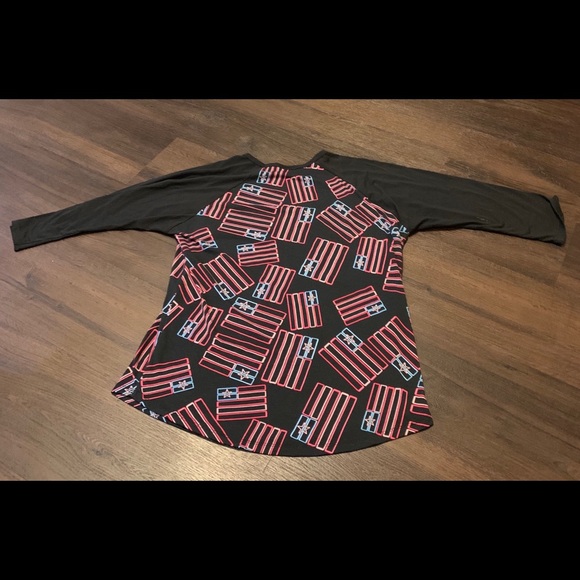 3 for $30 Lularoe Randy American Flag Shirt large - Picture 3 of 3